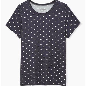 NWT Torrid 10 (00) Dark Grey Heart Super Soft T-Shirt Preppy Tee M/L